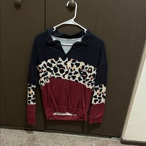 Colorblock Leopard Print Sweater